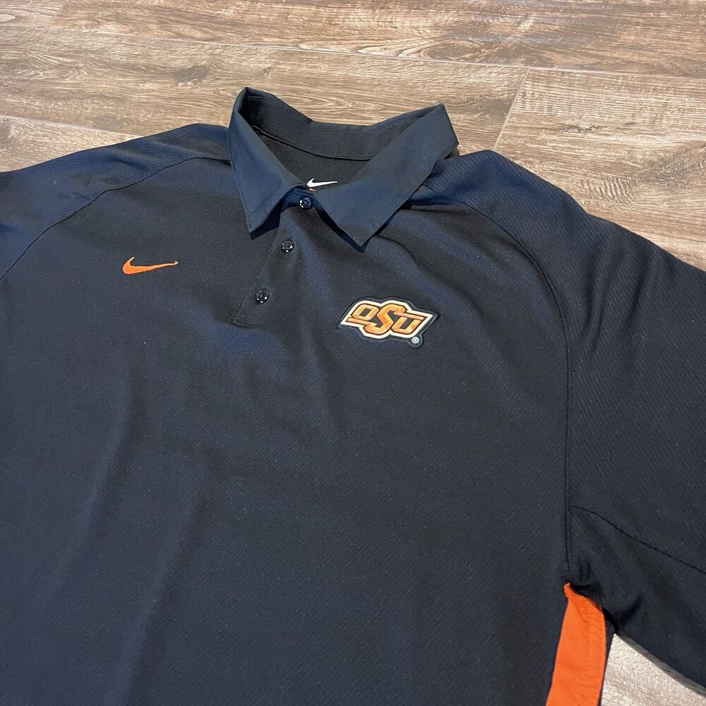 Oklahoma State Cowboys Shirt Mens 2XL Black Nike Dri Fit Wind Polo OSU XXL